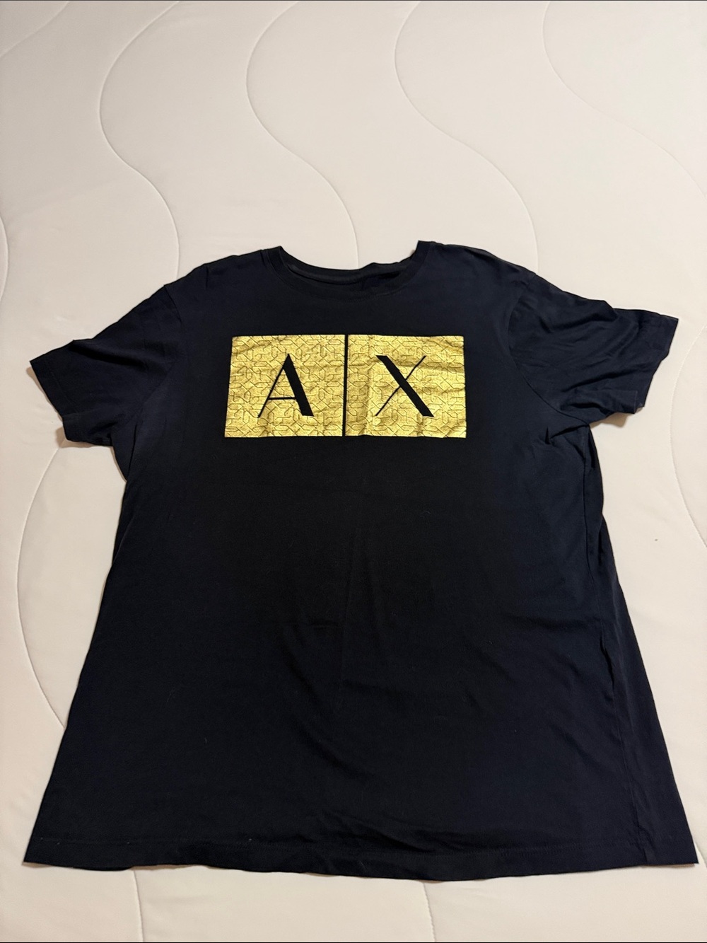 Armani Exchange Men’s Black Tee with Metallic Gold AX Graphic